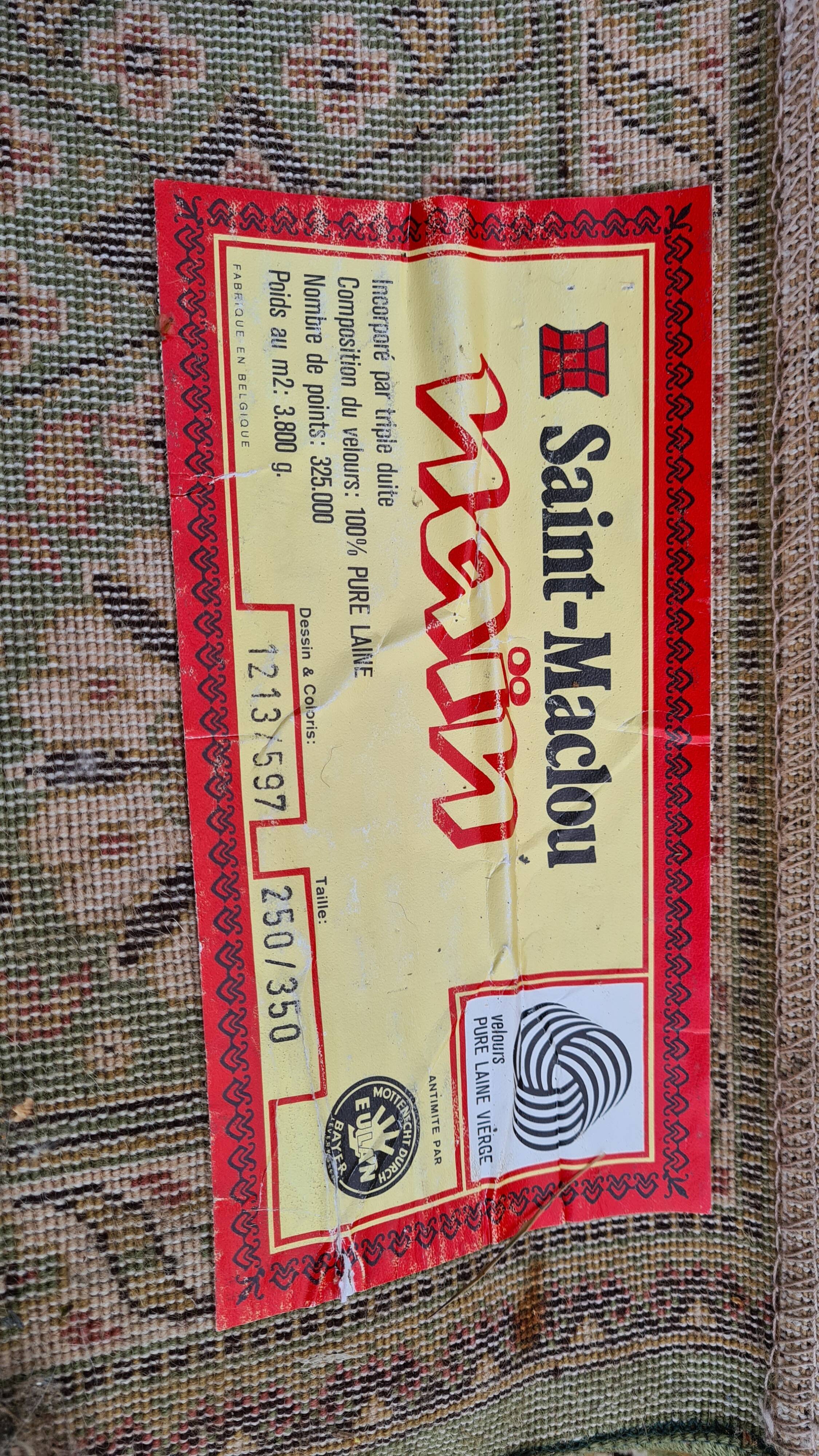 Large vintage carpet 70/80s 350x250cm