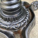 Bistro table, vintage side table, cast iron legs, imitation resin top