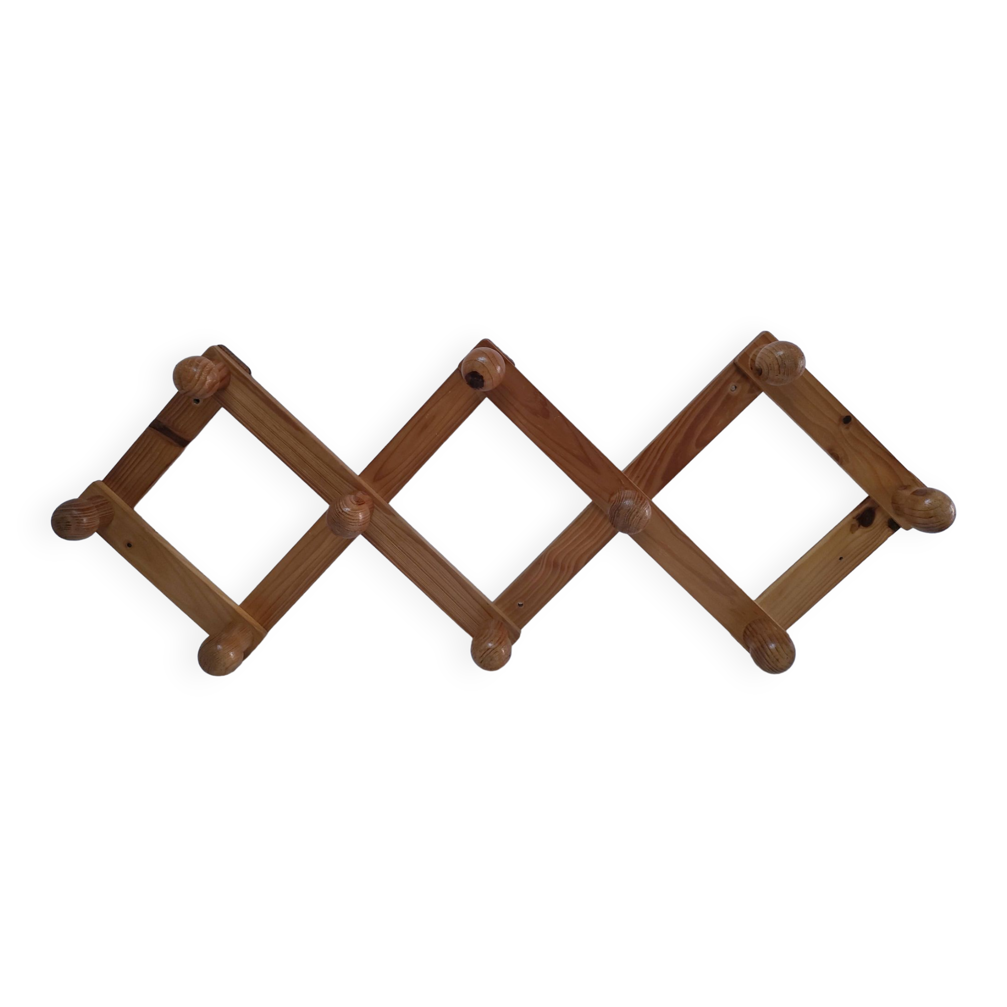 Vintage solid pine accordion coat rack