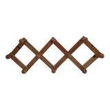 Vintage solid pine accordion coat rack