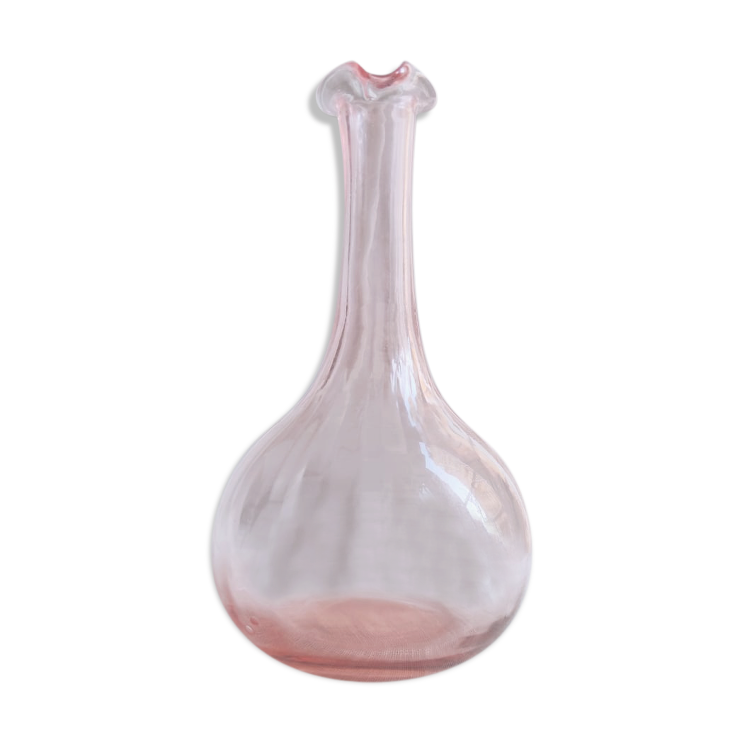Vase soliflore rose en verre souflé