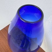Grand vase verre soufflé bleue cobalt vintage
