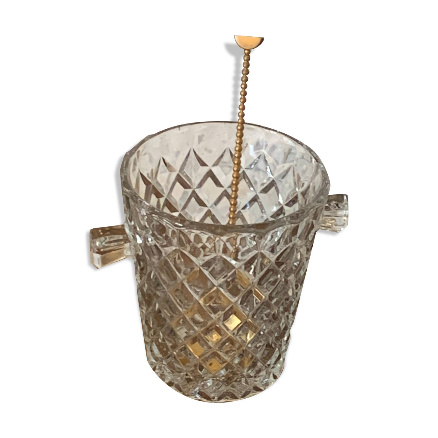 Ice bucket and its vintage 1950 gold metal spoon