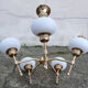 Brass opaline chandelier 1950
