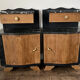 Paire de chevets Art Deco noir et bois