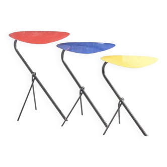 Nesting tables by Michel Buffet model “Knot” modernist French design.