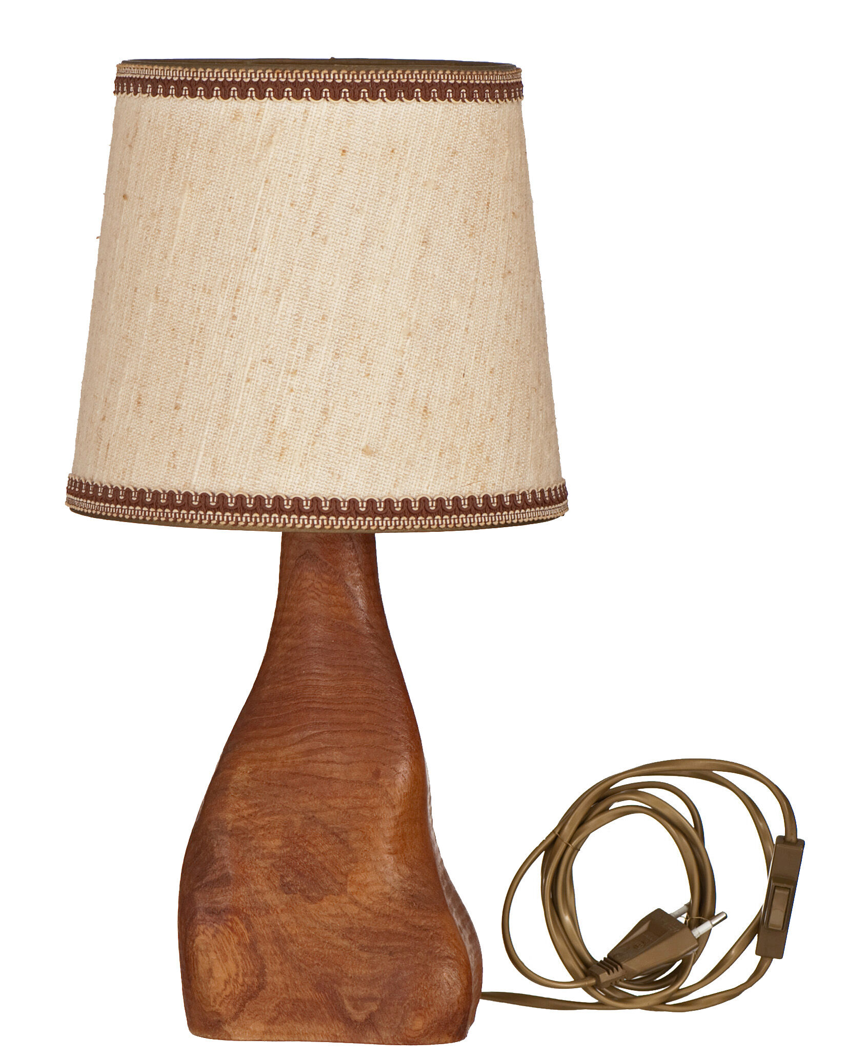 Lampe de chevet en bois d'orme forme libre années 60