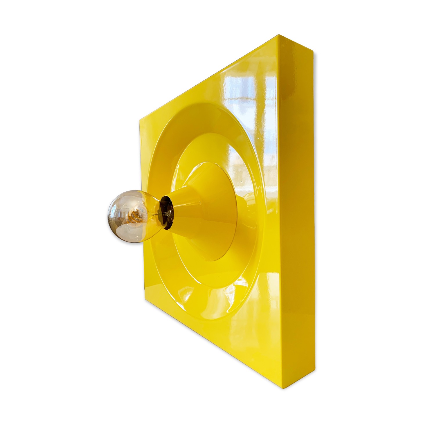 Yellow metal wall lamp by Klaus Hempel for Kaiser Leuchten, 1970s