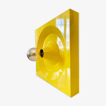 Yellow metal wall lamp by Klaus Hempel for Kaiser Leuchten, 1970s