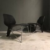 Chaise longue en contreplaqué courbé et en métal