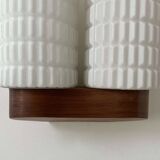 Vintage modernist teak and opaline wall lamp, Netherlands 1960s