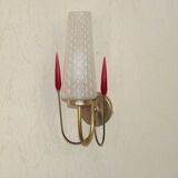 Simple Vintage Retro 1960s Gold Metal White Glass Shade 5