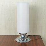 Chrome and opaline lamp