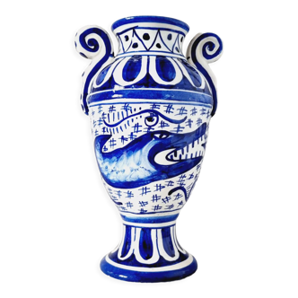 Vase in Ceramic of Portugal with mythological Fish