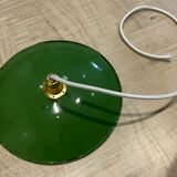 Vintage hanging green and white enamelled in-style old indus farm 25 cm
