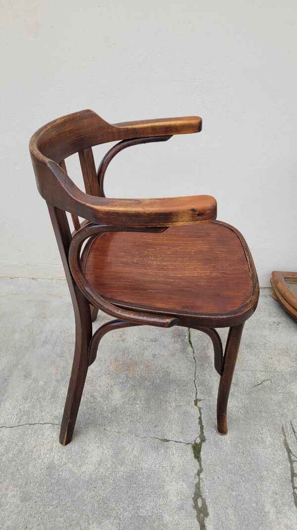 Fauteuil de bureau signé Baumann style bistrot bois courbé -1930s