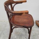 Office chair signed Baumann bistro style curved wood - 1930s