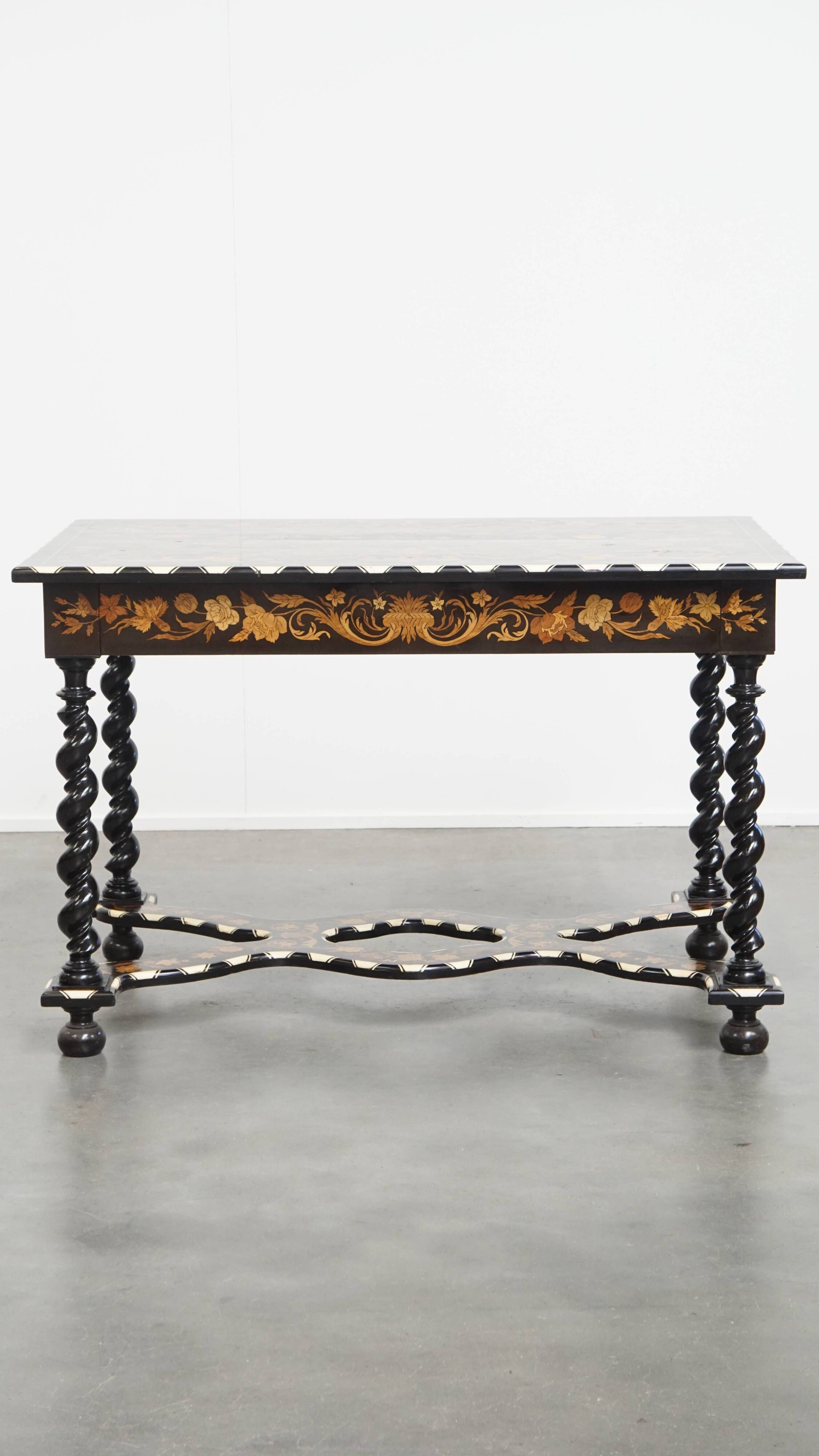 Antique 19th-Century Dutch Marquetry Table