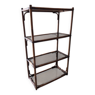 Bamboo shelf with tinted glass, France circa 1970.