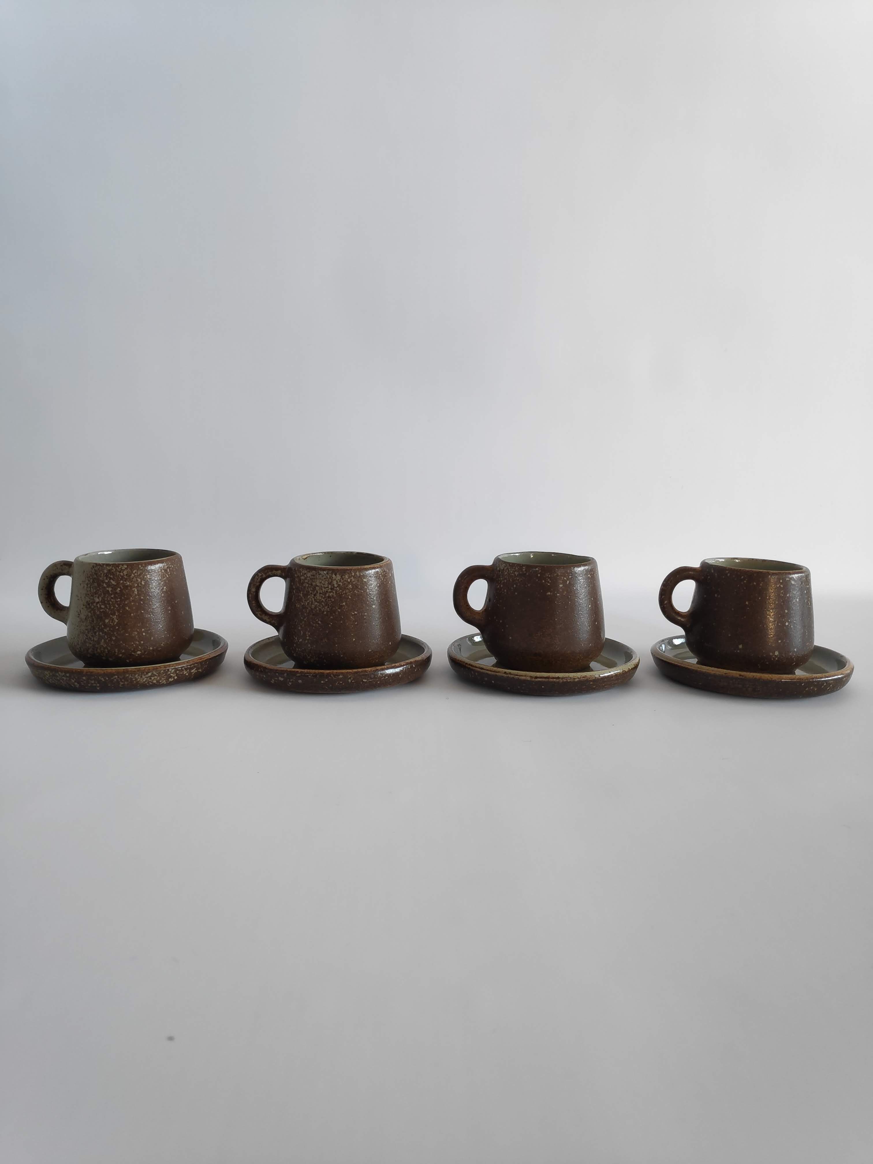 Vintage coffee service in Brown sandstone of the years 60