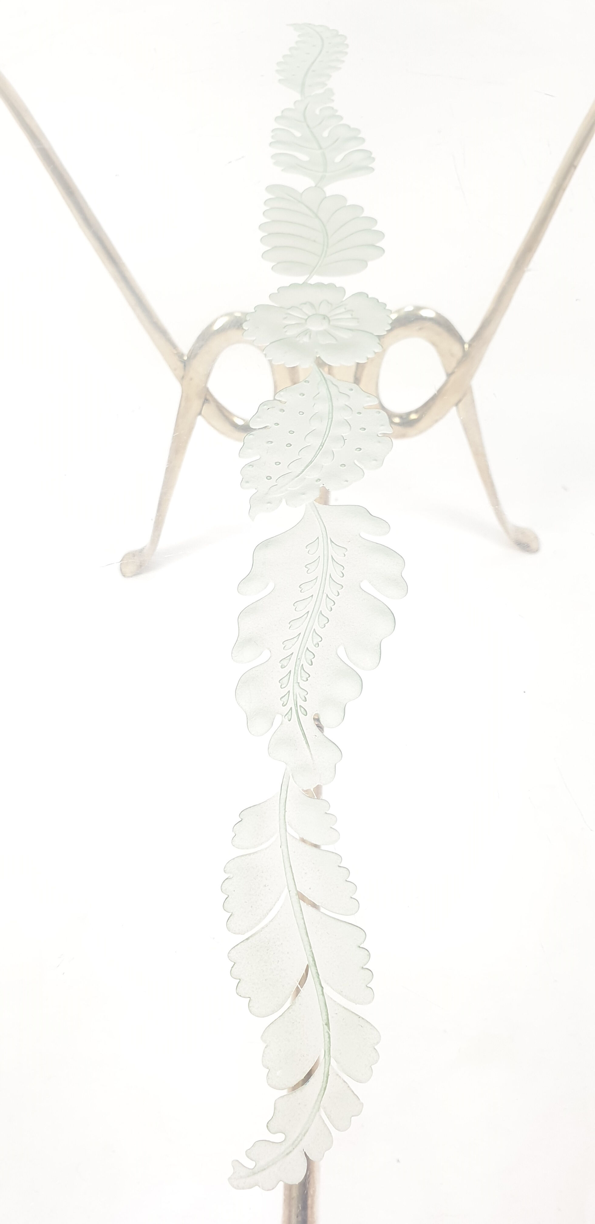 Italian coffee table with etched glass and brass base, 1960