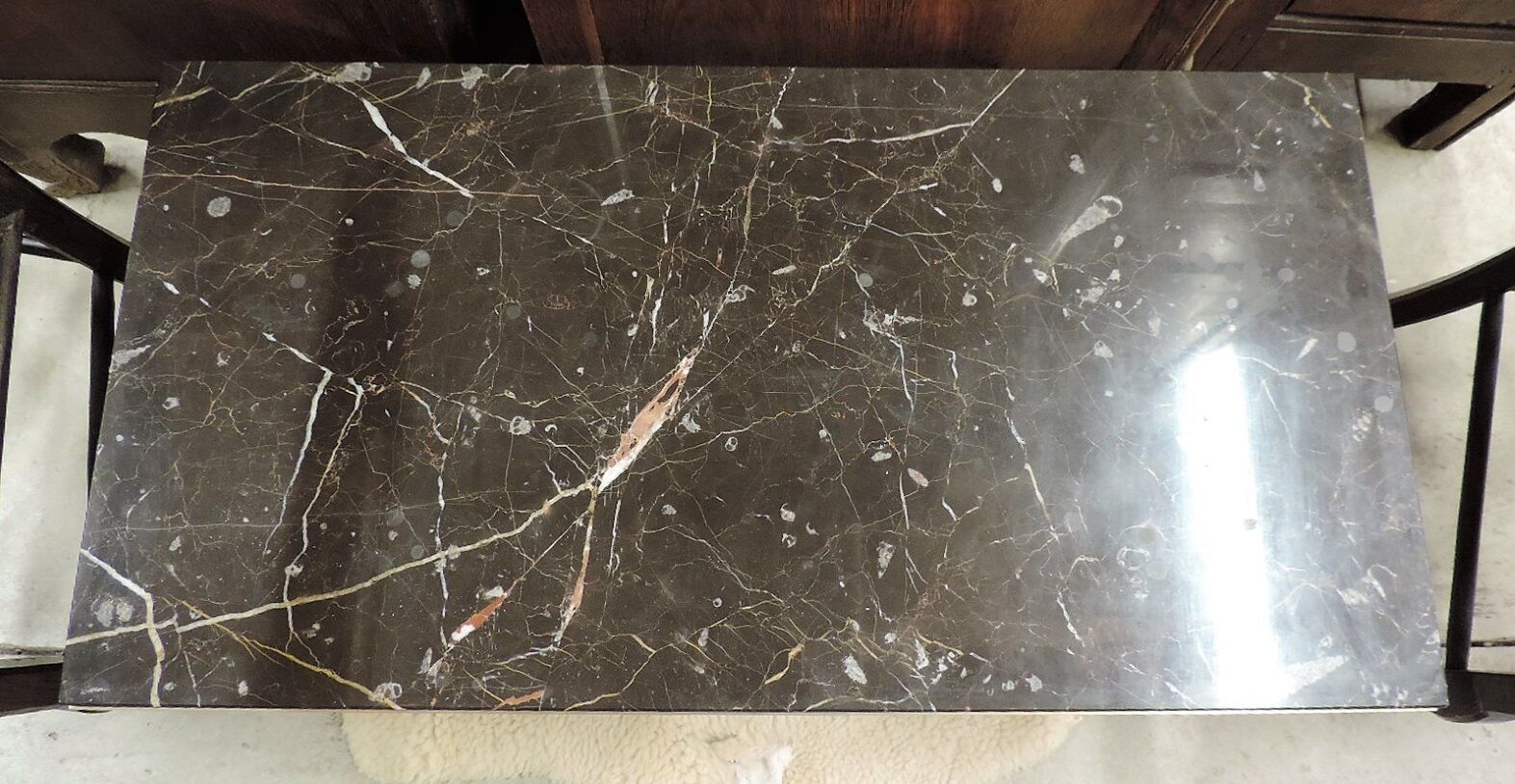 Table low neo - classical marble gold metal legs on the top. 1970