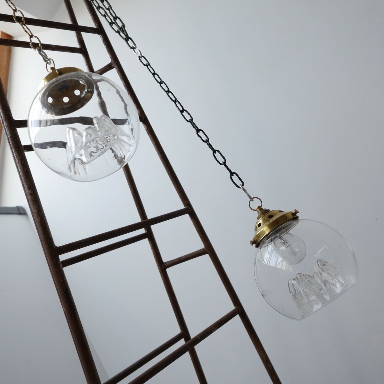 Mid-century italian blown glass 'mountain' pendant light