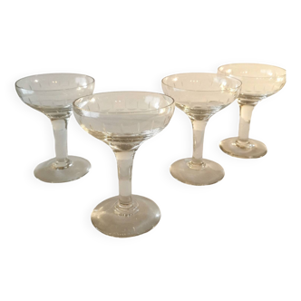 4 Antique Champagne Glasses