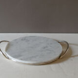 Oval cheese platter in marble and silver