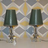 Pair of 50s table lamps in glass