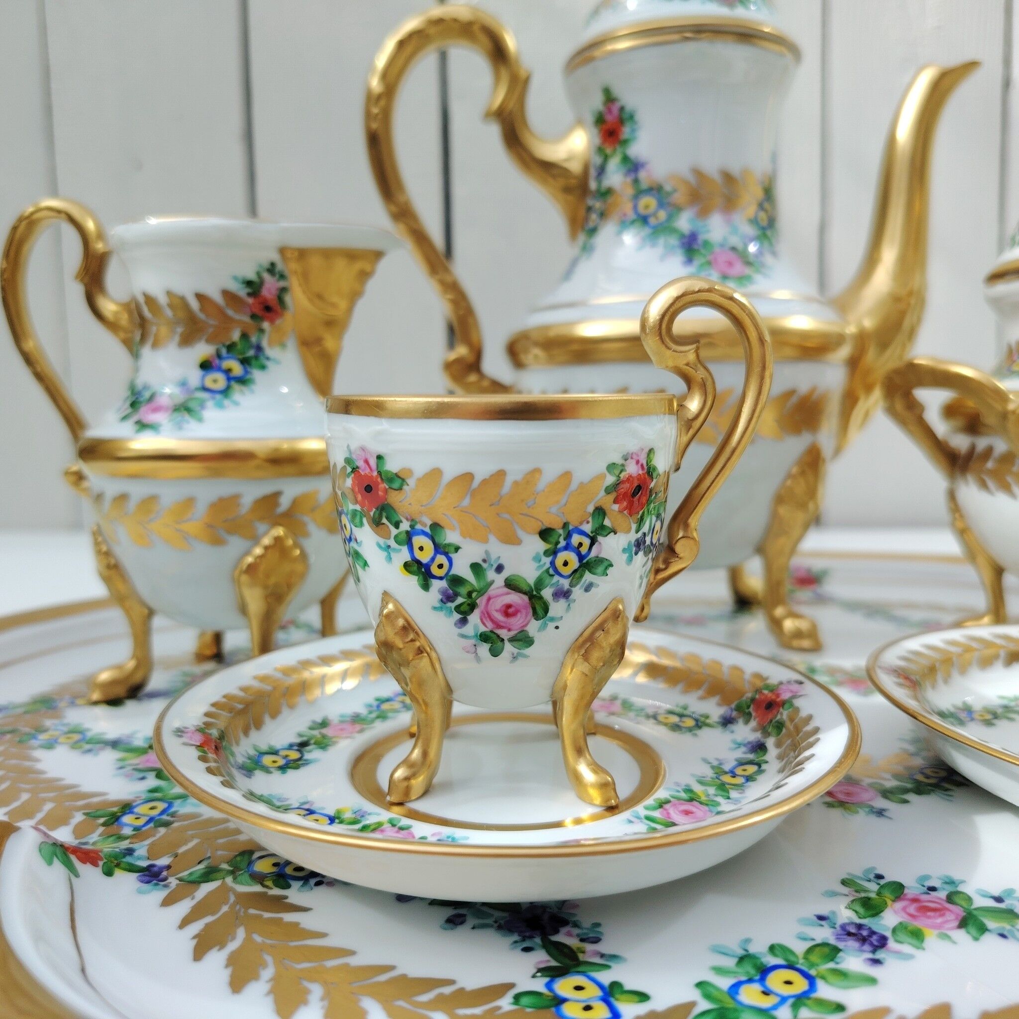 Coffee service for two, Limoges porcelain, complete