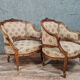 Pair of chairs cabriolets Louis XV rockery walnut rockery