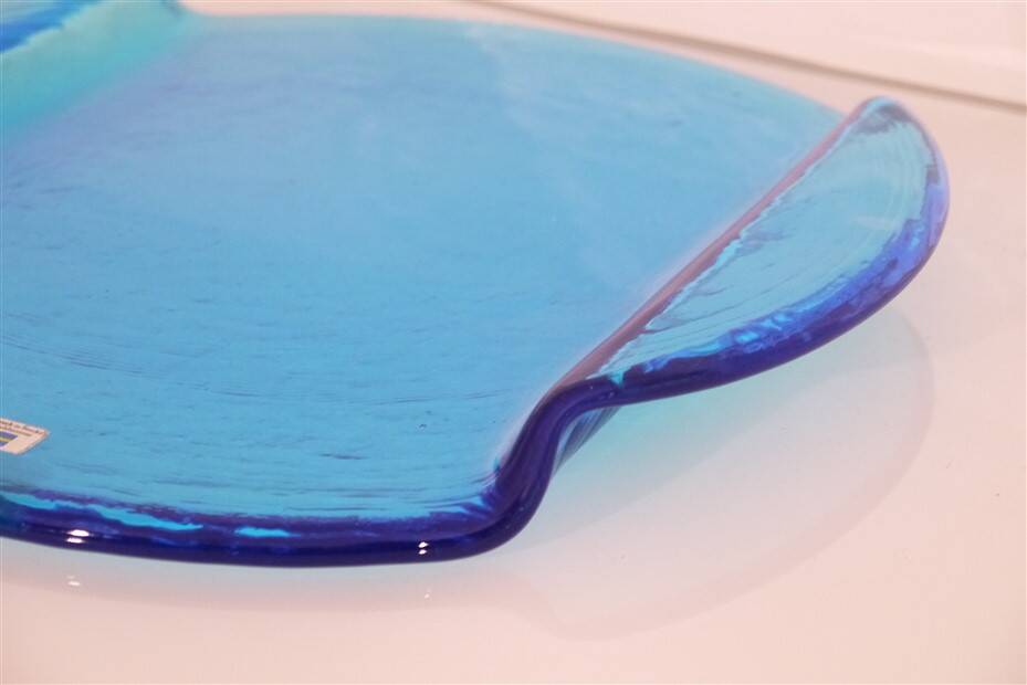 Blue glass dish by Gunnar Ander 1970