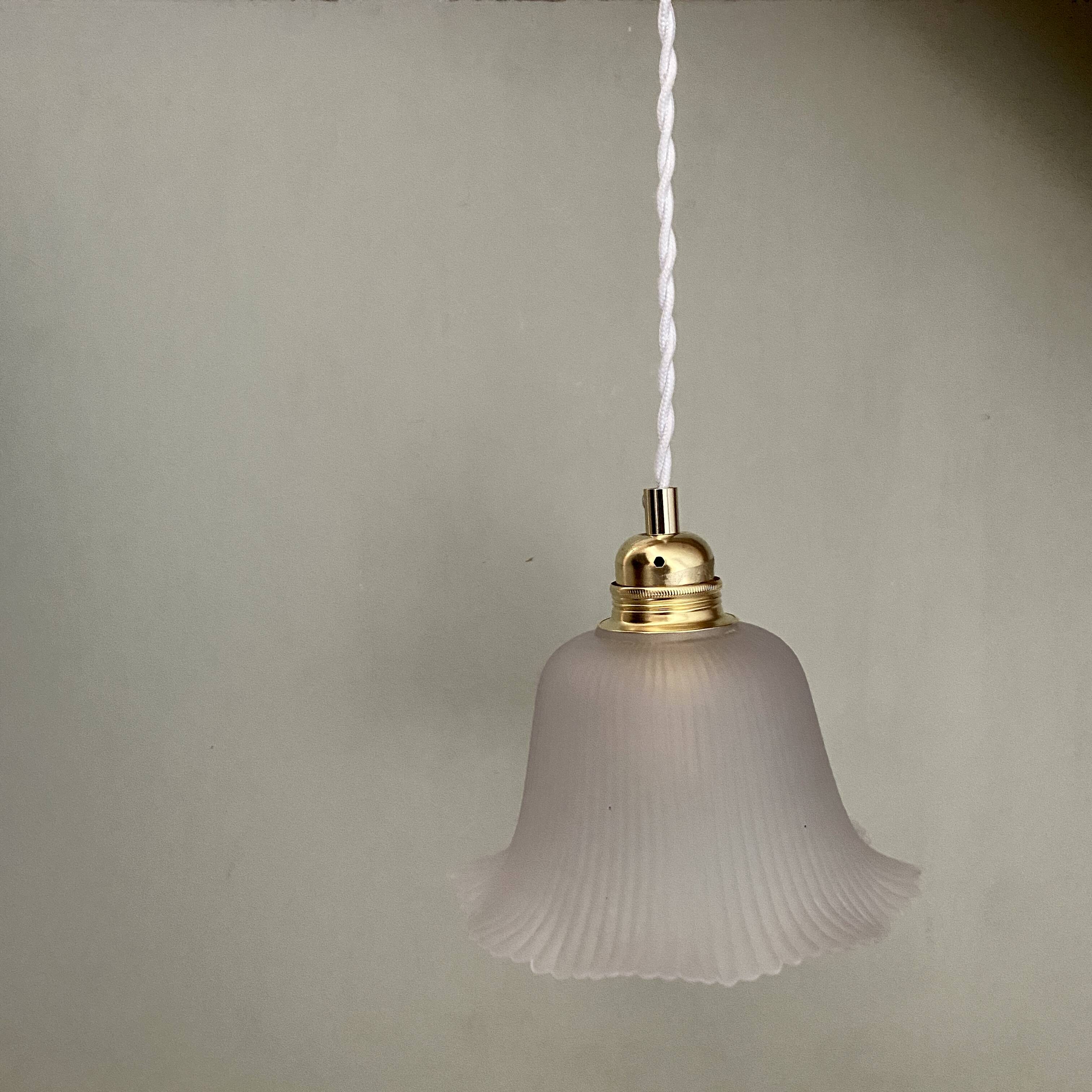 Vintage frosted glass lampshade pendant light
