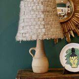 Terracotta lamp and original wool lampshade