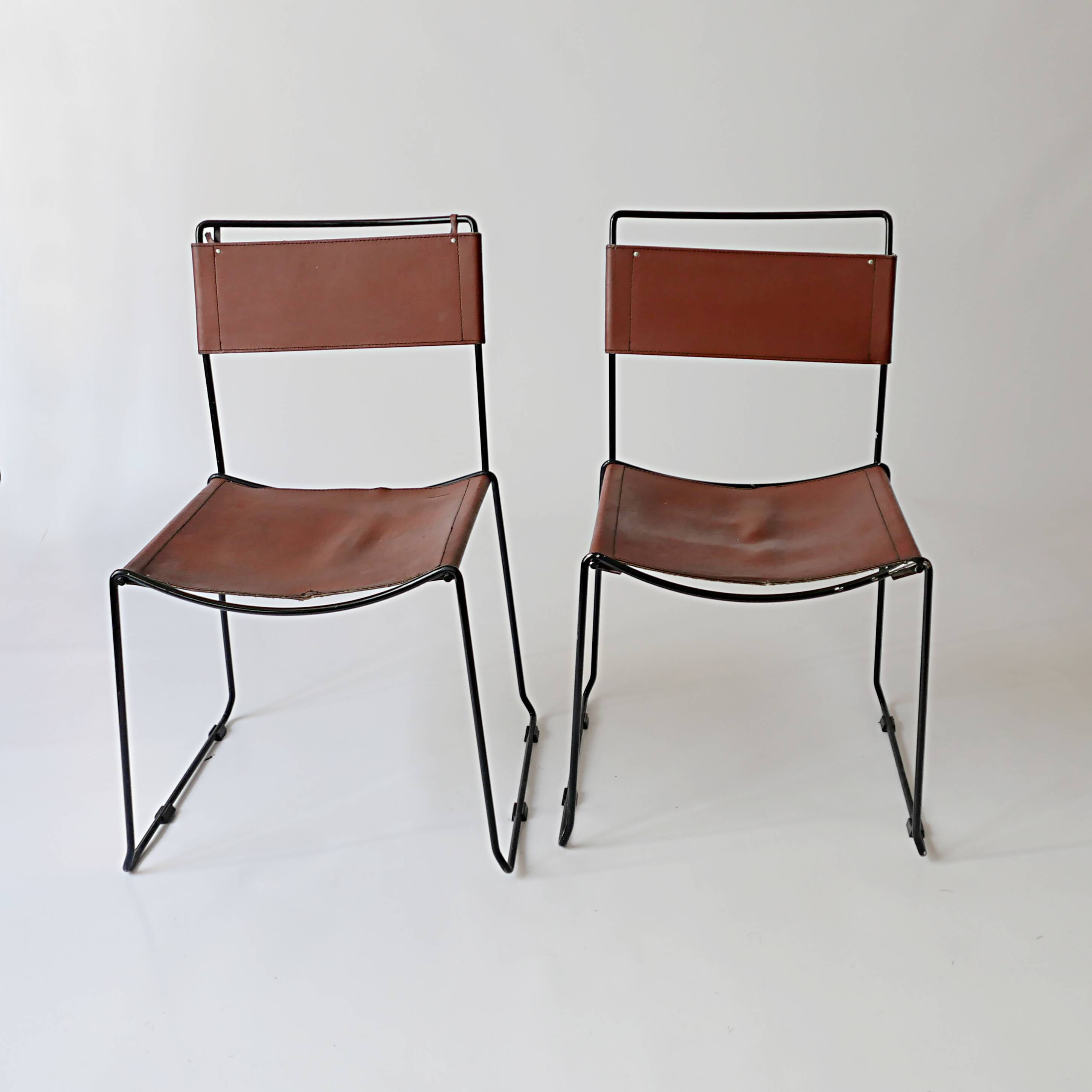 Stacking Chairs by Giandomenico Belotti for Alias, 1980s in leather