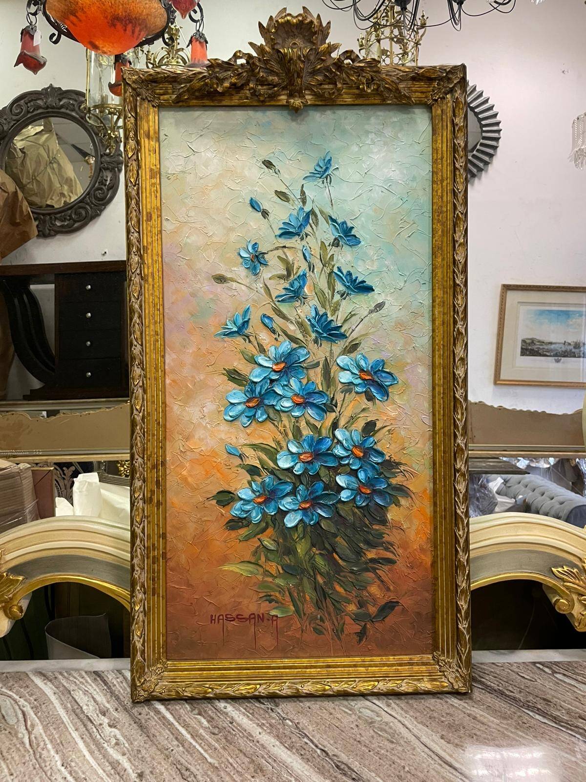 Tableau fleurs bleues