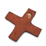 Red and orange ceramic wall cross, 1950s