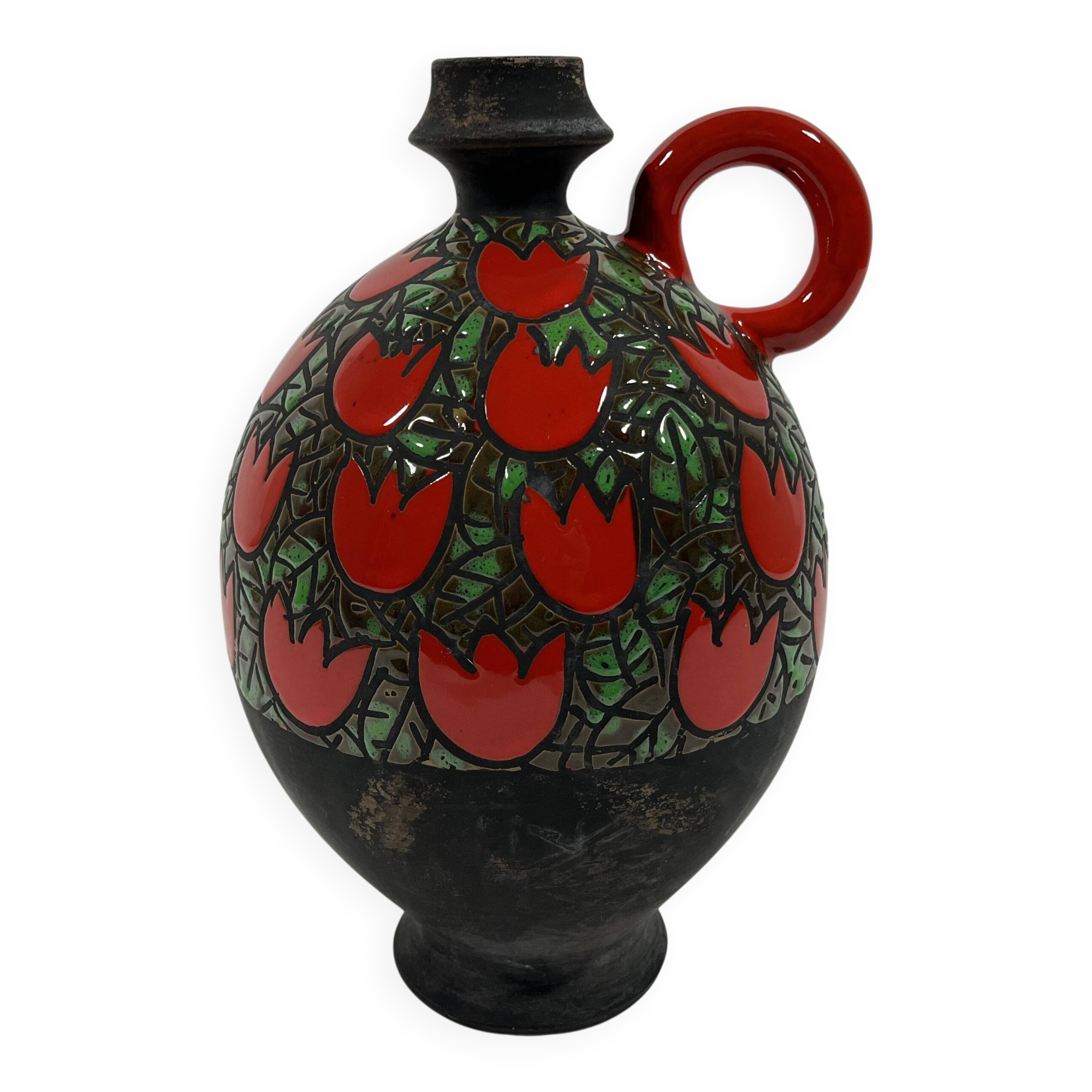 Alvino Bagni pottery vase Tulipani Rossi, Italy