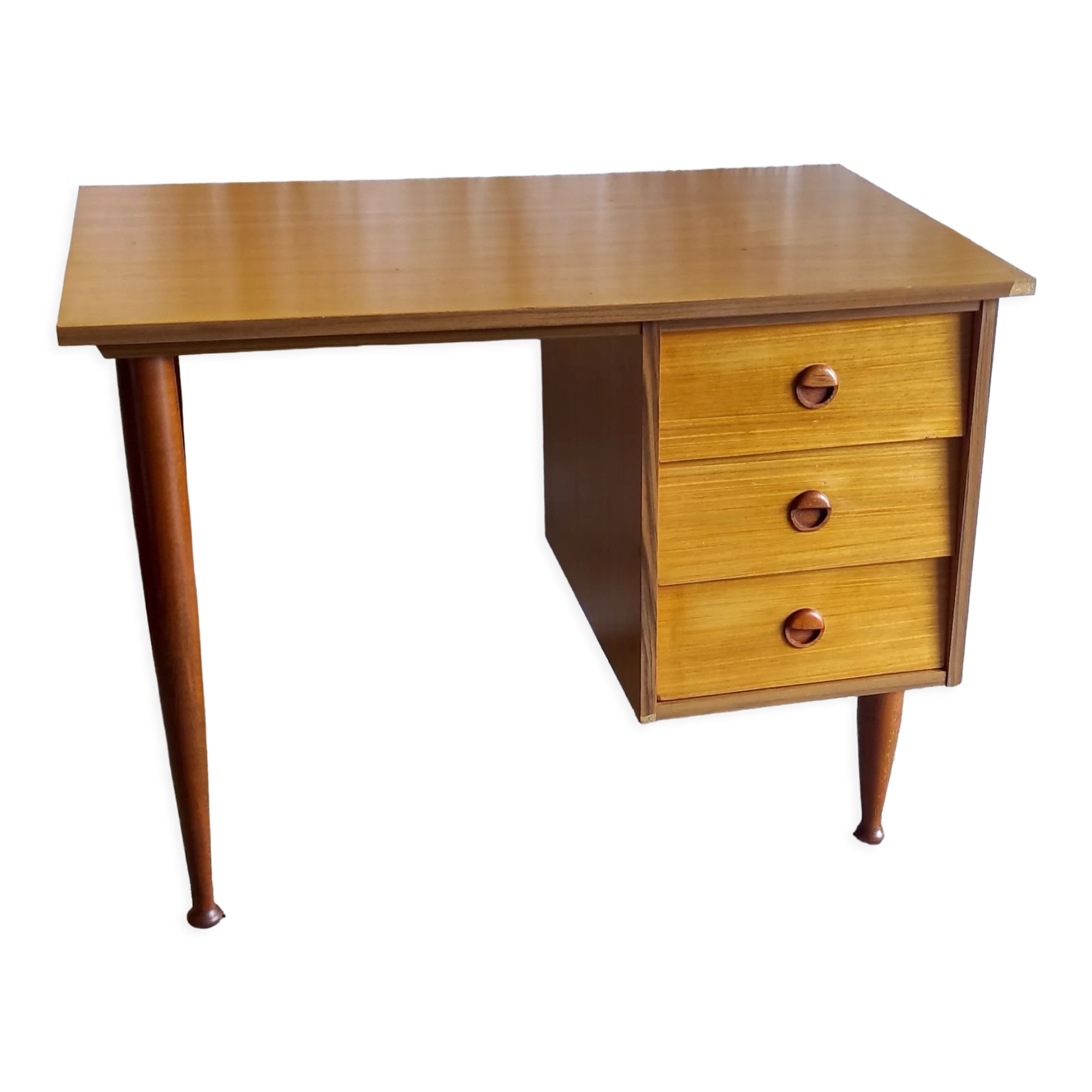 Scandinavian style desk in blond teak – 60s/70s