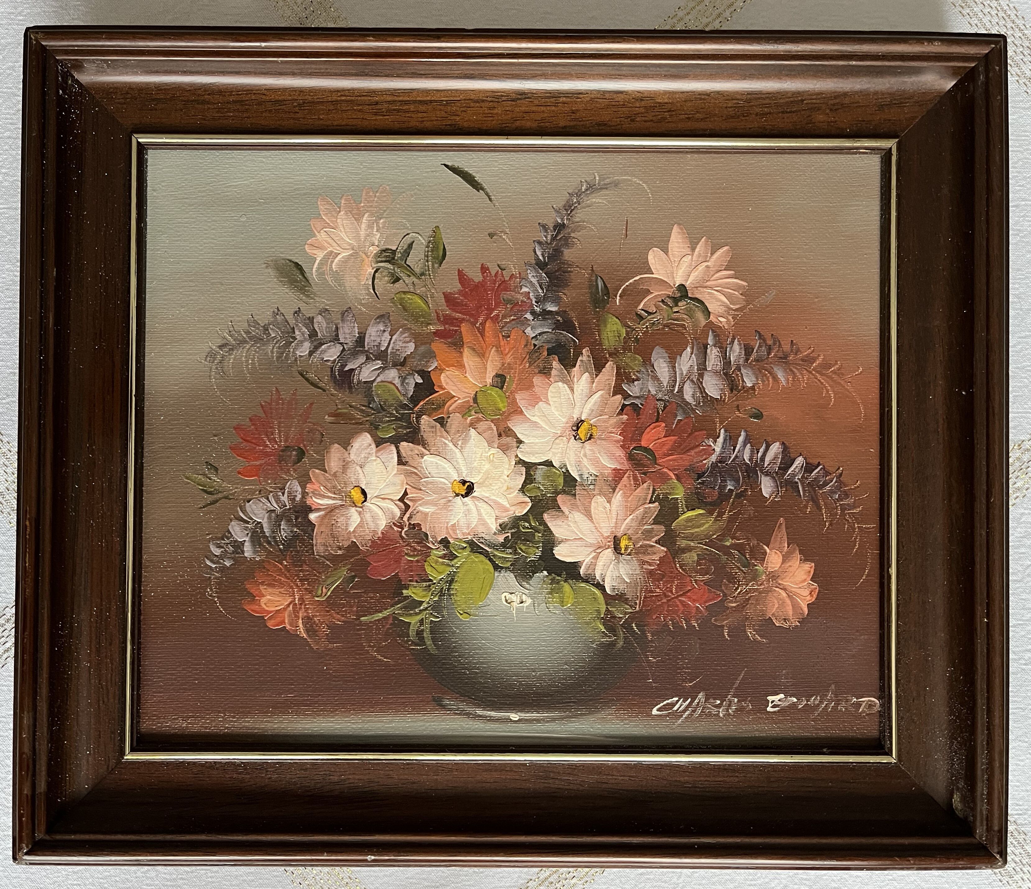 Oil on canvas still life with flowers