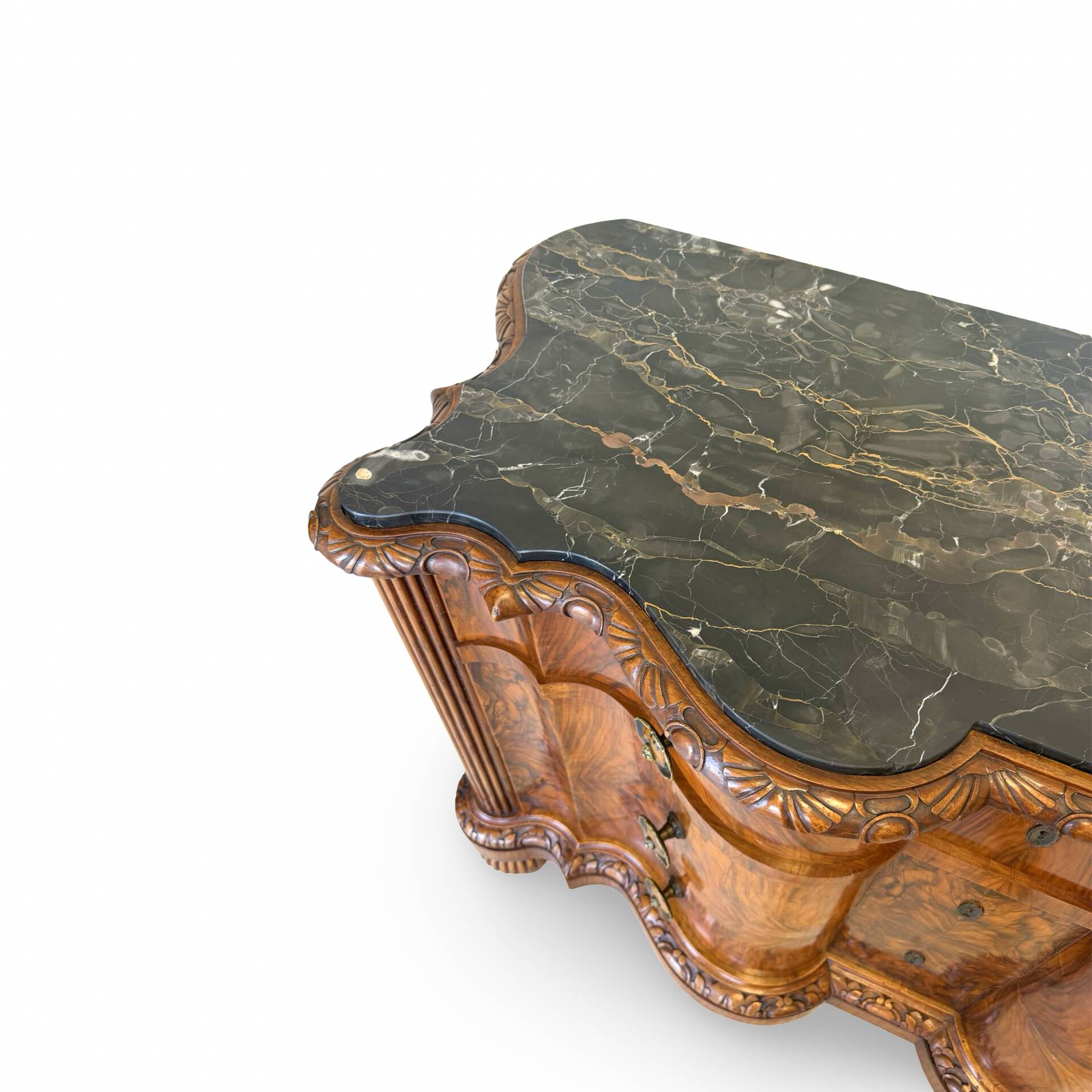 antique walnut serpentine commode