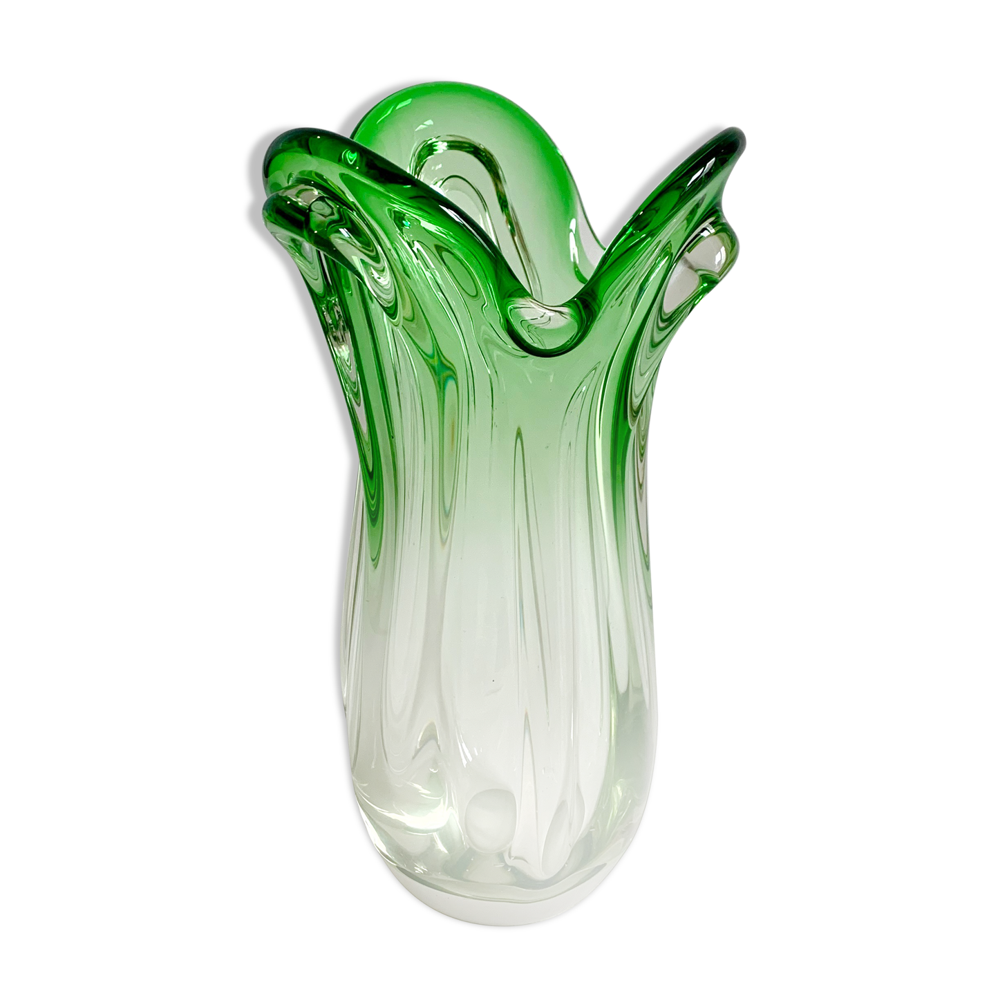 Mid-Century Green Glass Vase, 1960s