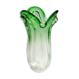 Vase en verre vert du milieu du siècle années 1960