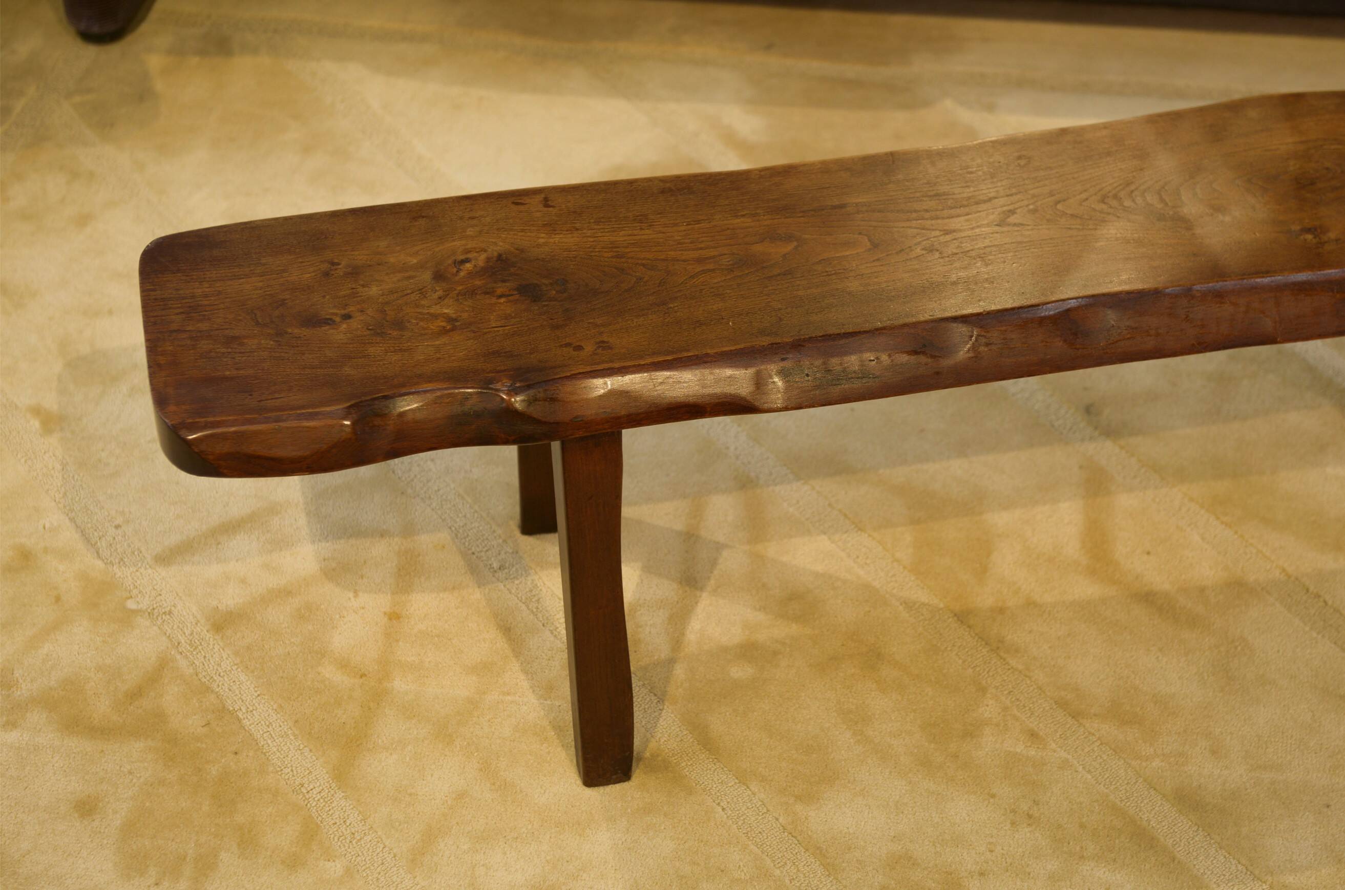 Brutalist elm bench by Aranjou, 1950s