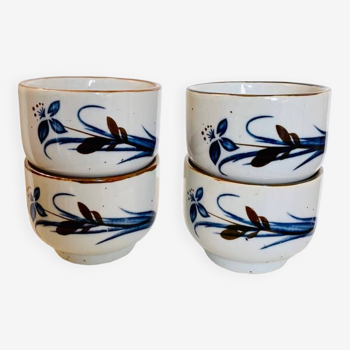 Set of 4 vintage stoneware flowered cups
