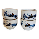 Lot de 4 tasses grès vintage fleuries