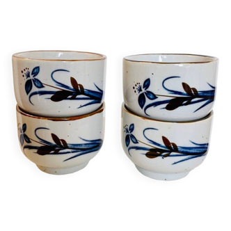 Lot de 4 tasses grès vintage fleuries