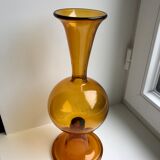 Modernist design vase in amber glass 70s