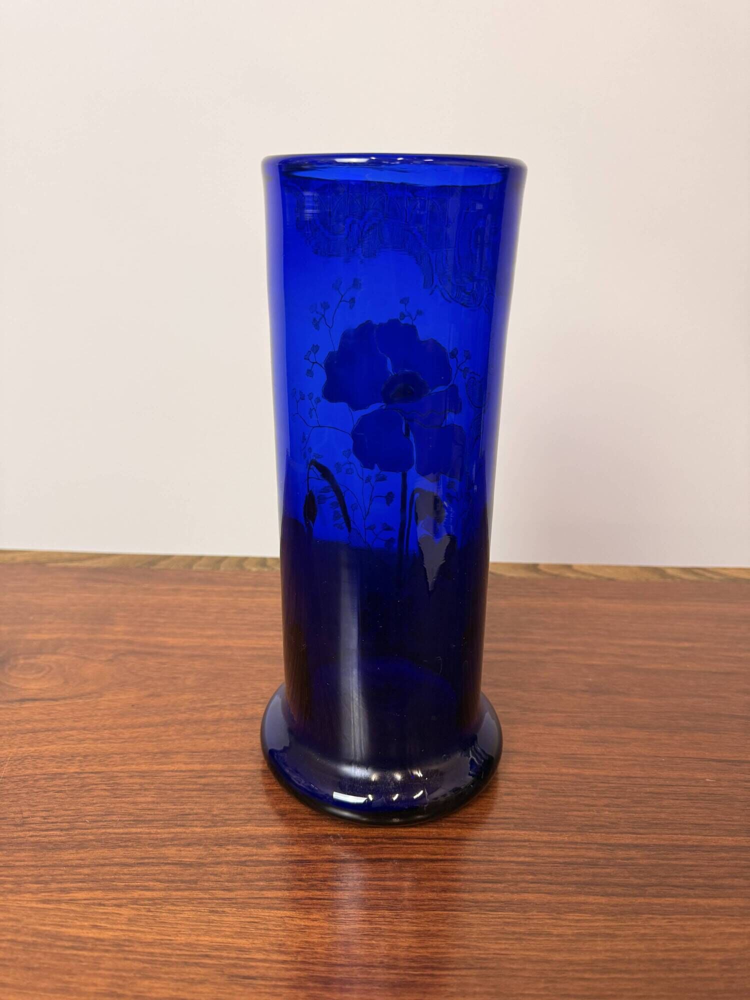 Antique Legras vase – Cobalt blue glass with floral gold enamel – Art Nouveau